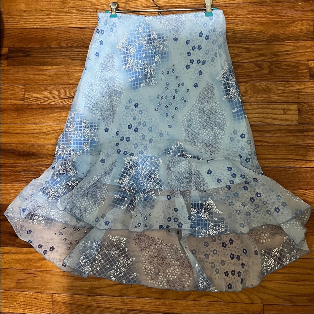 Y2K blue floral skirt